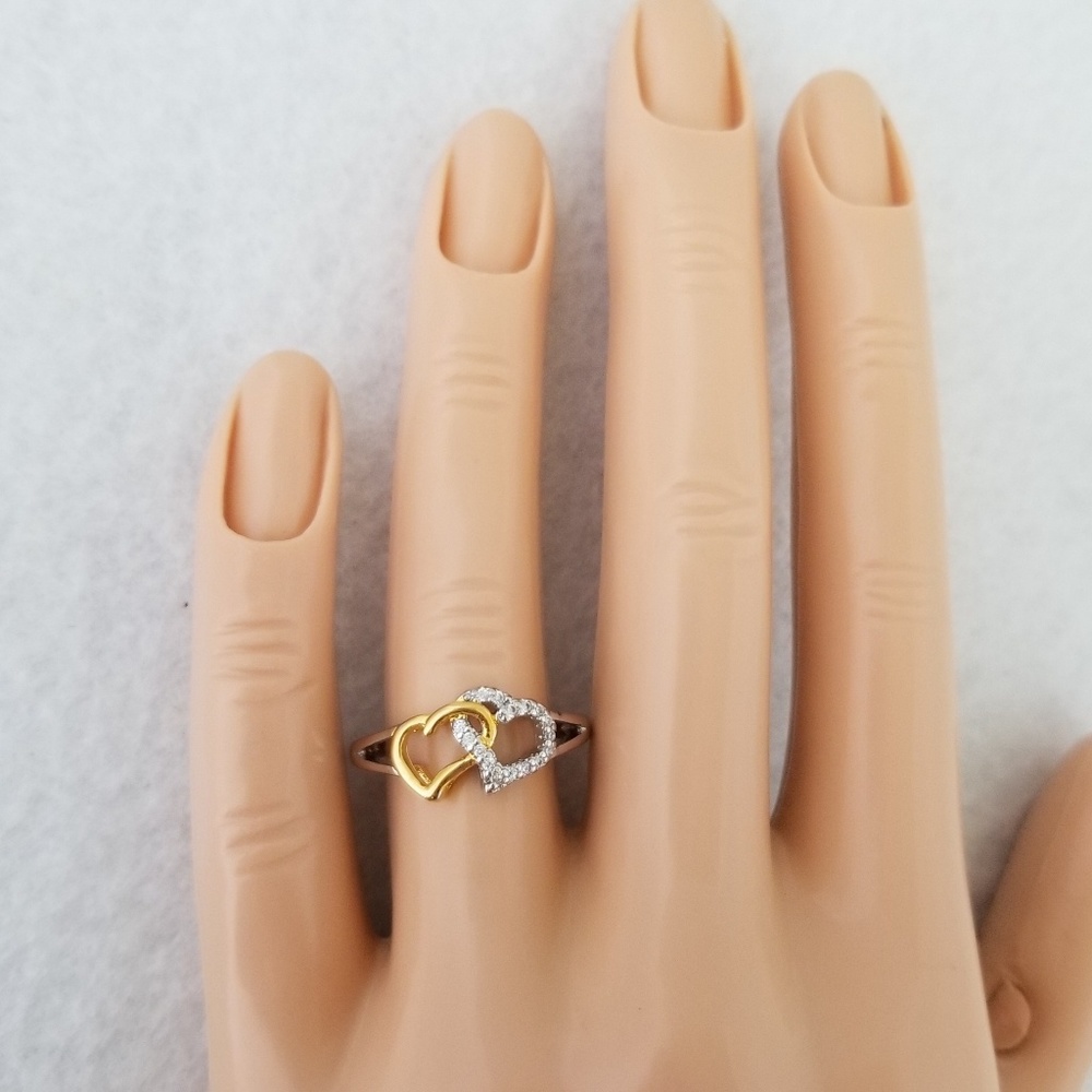 Sterling & 18k Hearts Ring - Picture 7 of 8